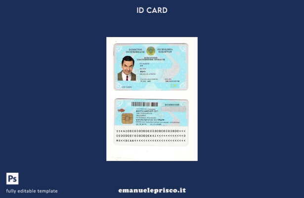 modello di documento d'identità del Kazakistan in stile verificato